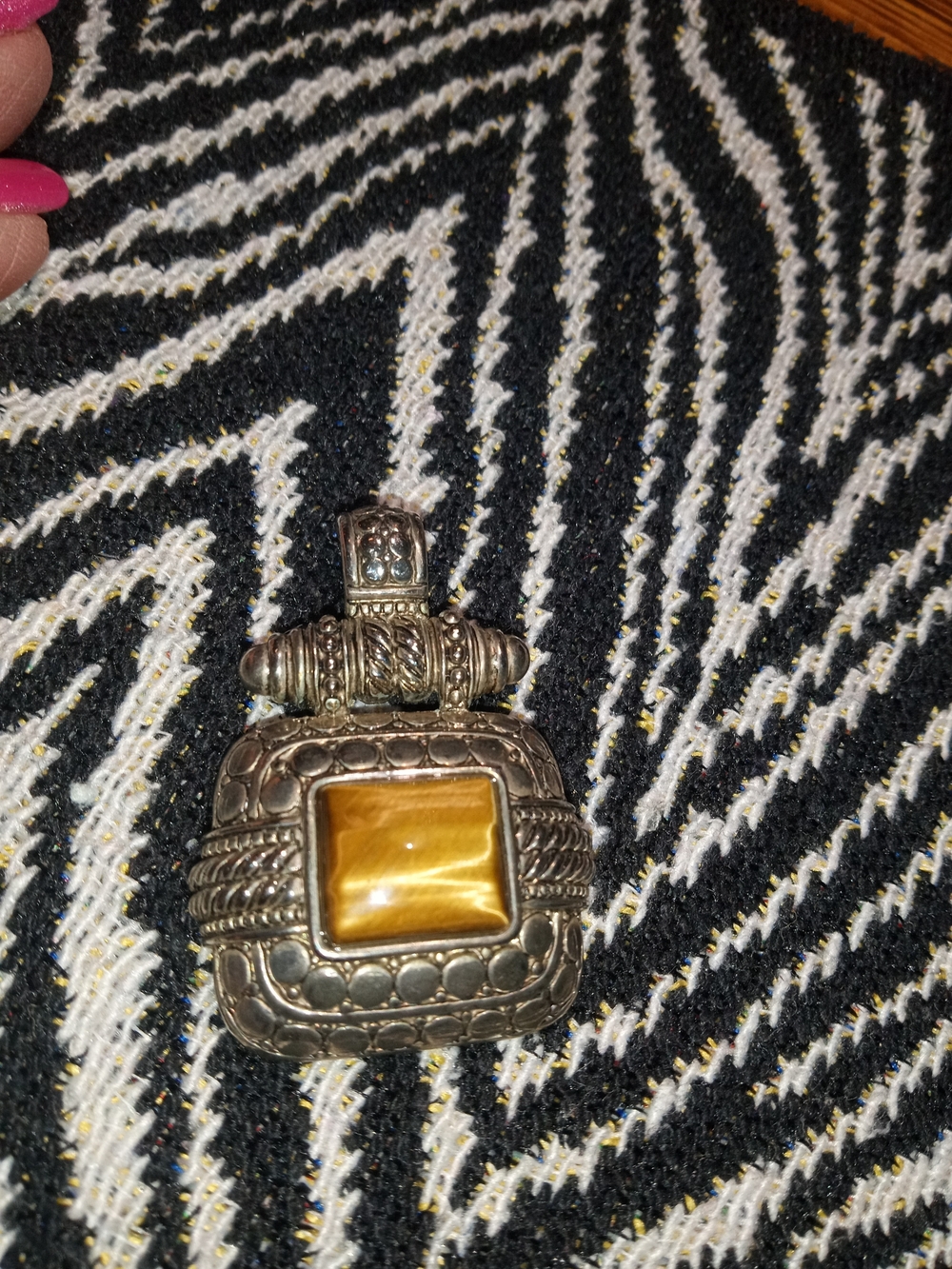Silver-Tone Tiger's Eye Statement Pendant - Women Accessories